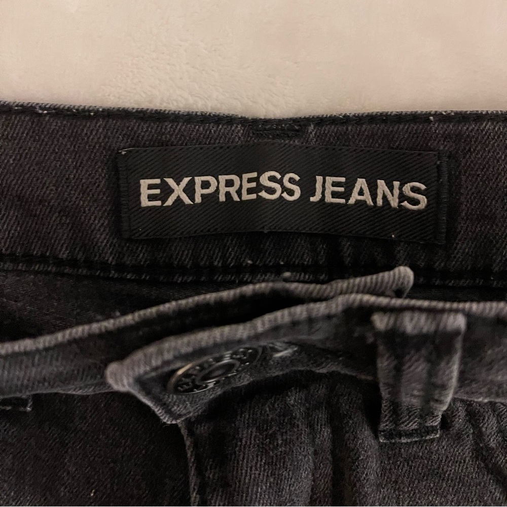 Express Faded Black Distressed Denim Shorts - Picture 4 of 8